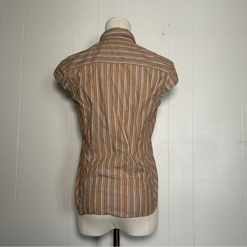 Multi Neutral Colored Stripped Collar Button Up S… - image 3